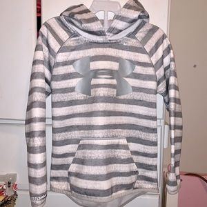 Under armour white and grey hooded sweatshirt